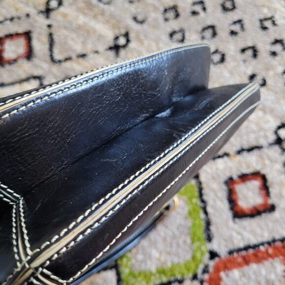 MAXX New York Women's Clutch Bag Small Black Leather Snap Gold-Plated Hardware - Picture 6 of 7